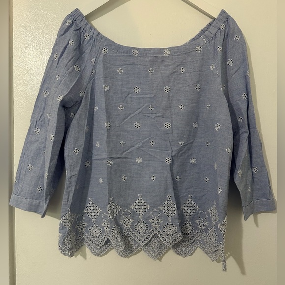 Tops - BNWT eyelet chambray off the shoulder top